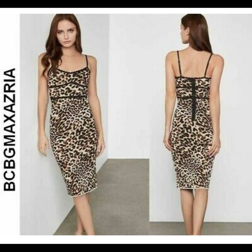 New Bcbgmaxazria Leopard Bodycon Dress XXS